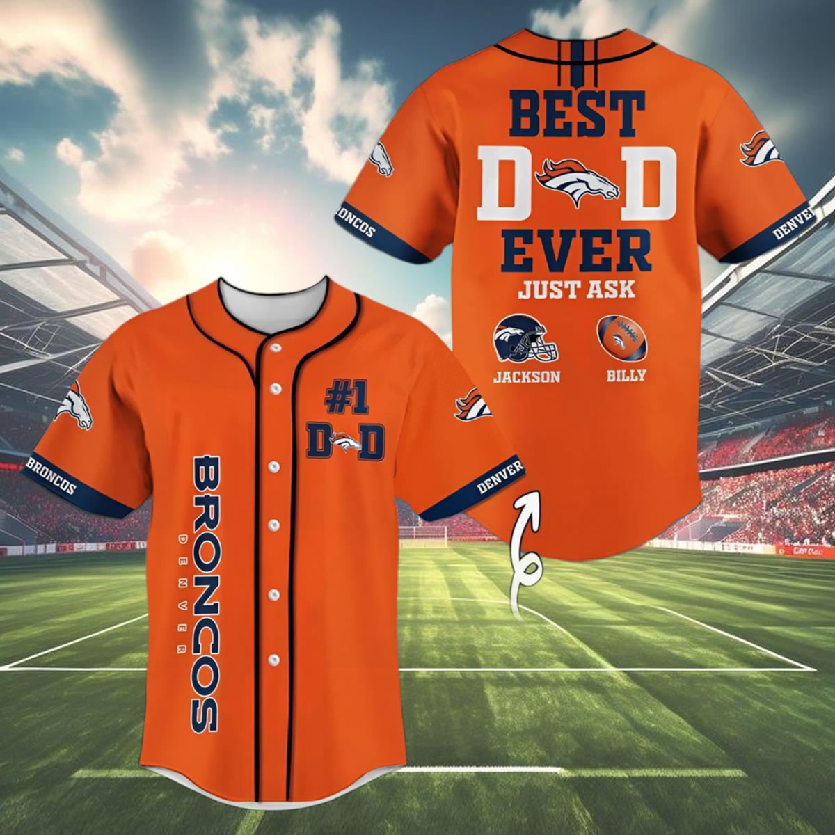 Best Dad Ever Denver Broncos Baseball Jersey Father Gifts 4 4