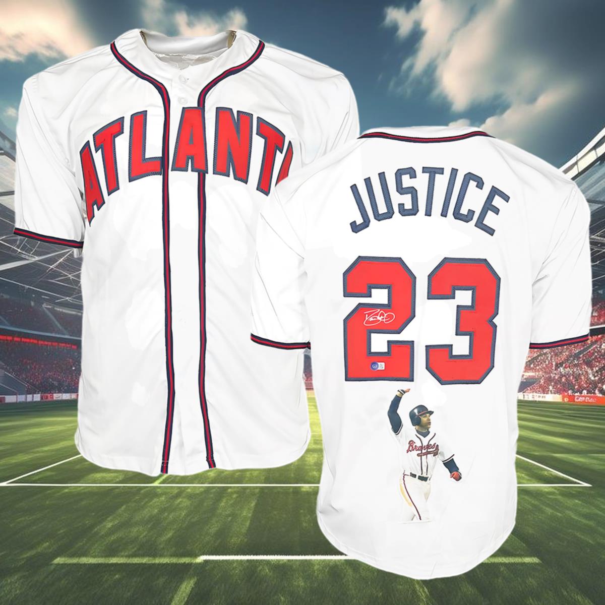 David Justice Signed Braves Jersey 4 4