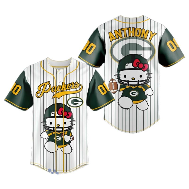 Hello Kitty Green Bay Packers Baseball Jersey 1 1