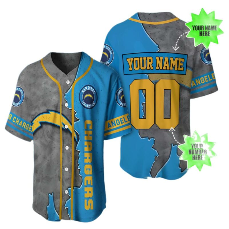 Los Angeles Chargers Custom Jersey Baseball 1 1