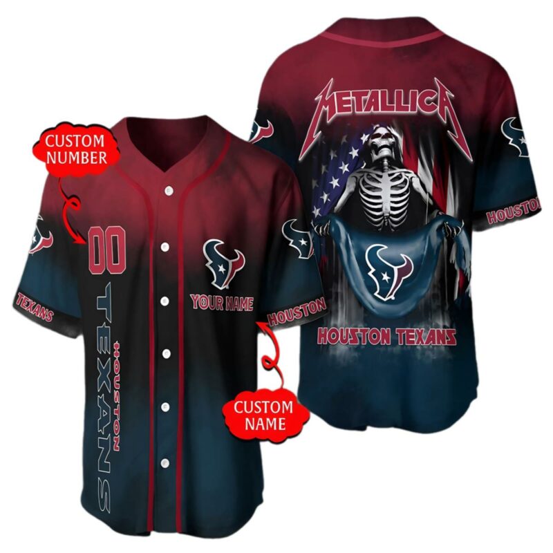 Metallica Houston Texans Personalized Jersey Baseball 1 1