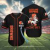 Personalized Mickey Mouse Cleveland Browns Baseball Jersey 4 4