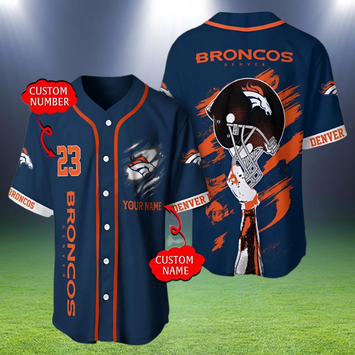 Personalized NFL Denver Broncos Jersey Baseball 2 2