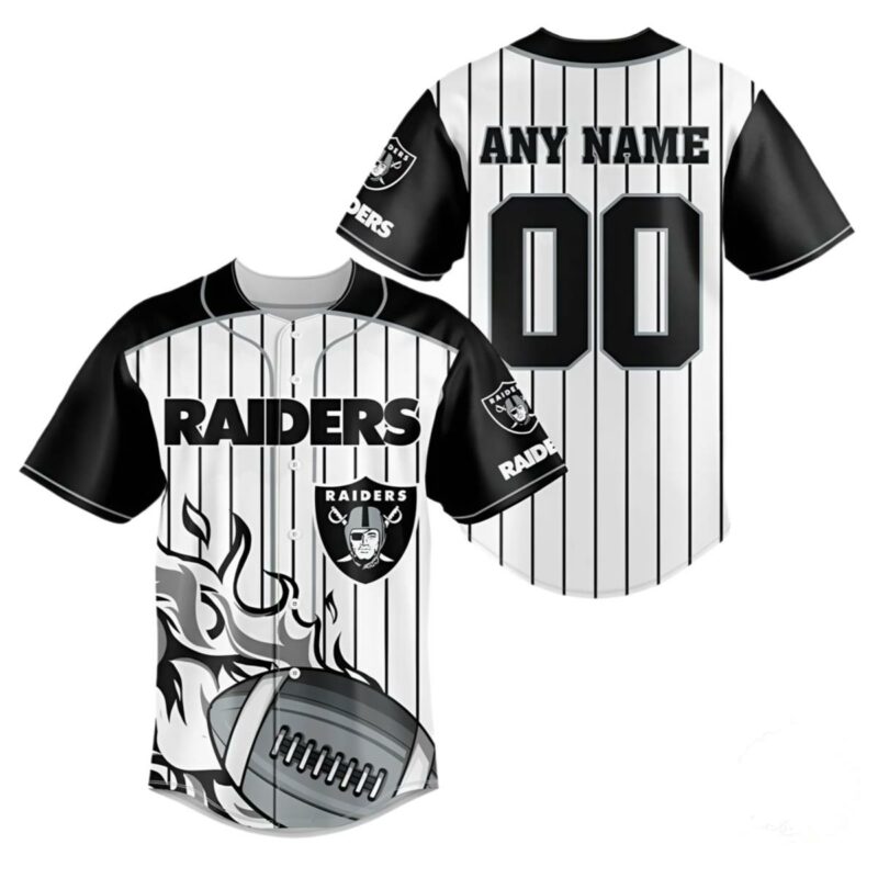 Personalized Raiders Jersey Baseball 3D White Black 1 1