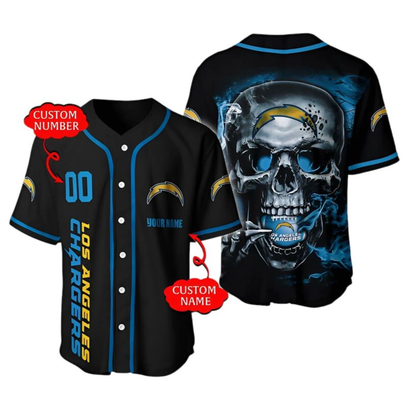 Skull LA Chargers Baseball Jerseys Custom 1 1