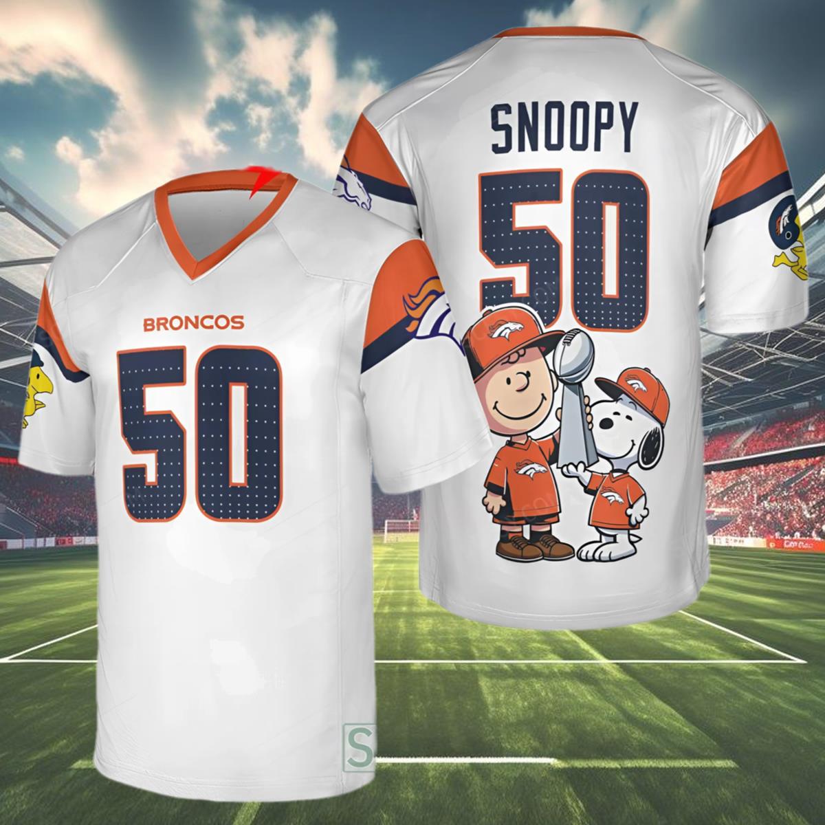 Snoopy 2024 Denver Broncos White Jersey 4 4