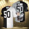 Snoopy And Charlie Brown Black And White Raiders Jersey 3 3