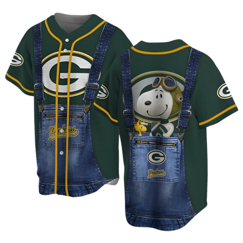 Snoopy Green Bay Packers Baseball Jersey 1 1