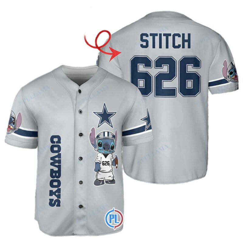 Stitch Dallas Dallas Cowboys White Jersey Baseball 1 1