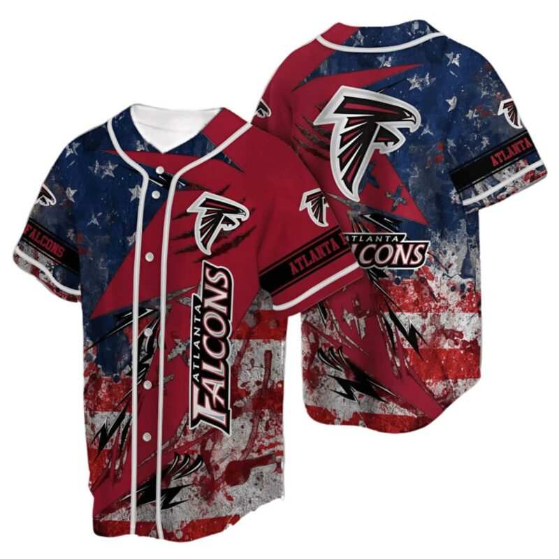 Atlanta Falcons Baseball Jersey Symbol American Flag Blue Red 1 1