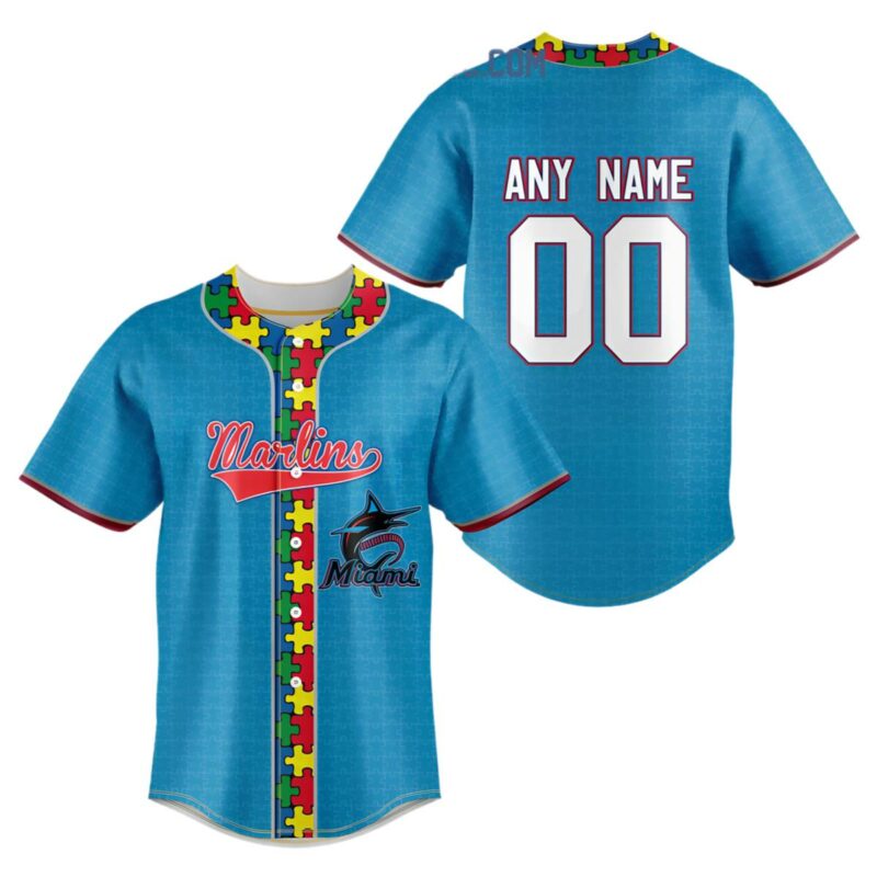 Autism Florida Marlins Baseball Jersey For Sale 1 1