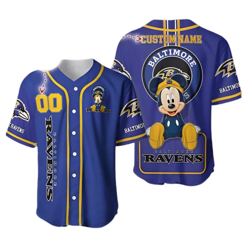 Baltimore Ravens Mickey Mouse Baseball Jersey 1 1