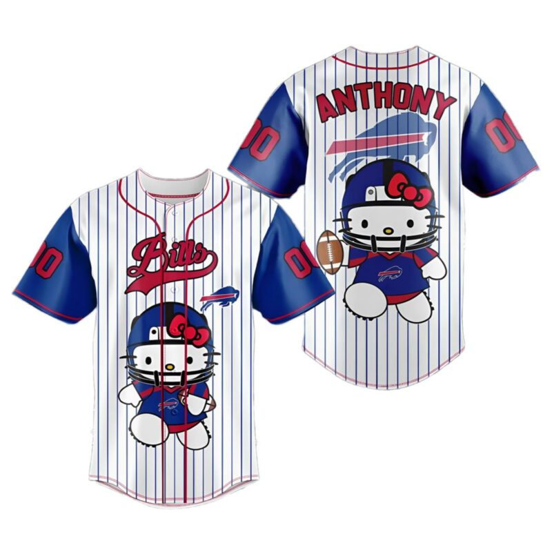 Buffalo Bills Hello Kitty Baseball Jersey NFL Custom 1 1