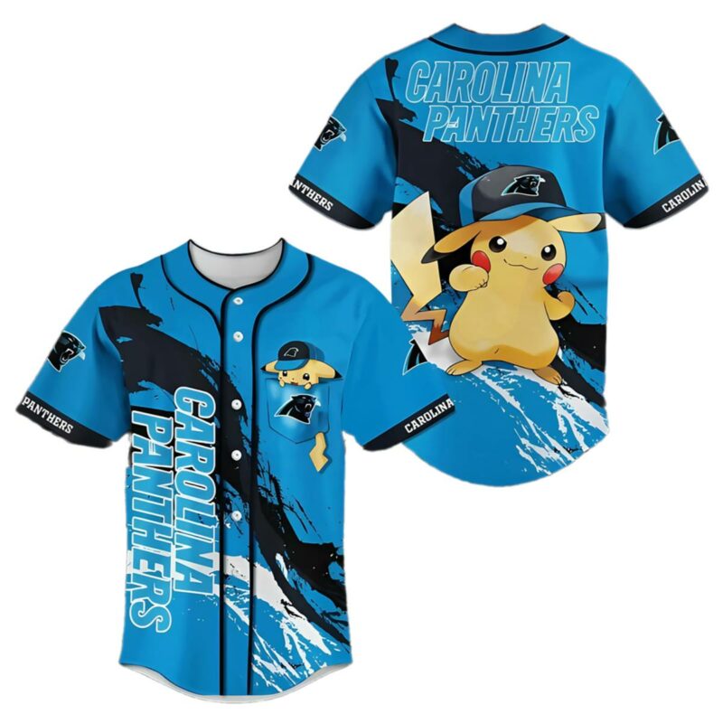 Carolina Panthers Pikachu Baseball Jersey 1 1