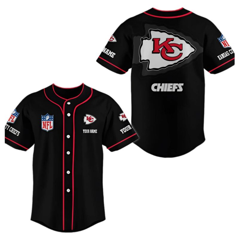 Custom Kansas City Chiefs Baseball Jersey Blackout 1 1