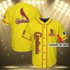 Custom St Louis Cardinals Baseball Jersey Yellow 3 3