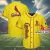 Custom St Louis Cardinals Baseball Jersey Yellow 4 4