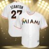 Giancarlo Stanton Majestic White Miami Marlins Jersey 3 3