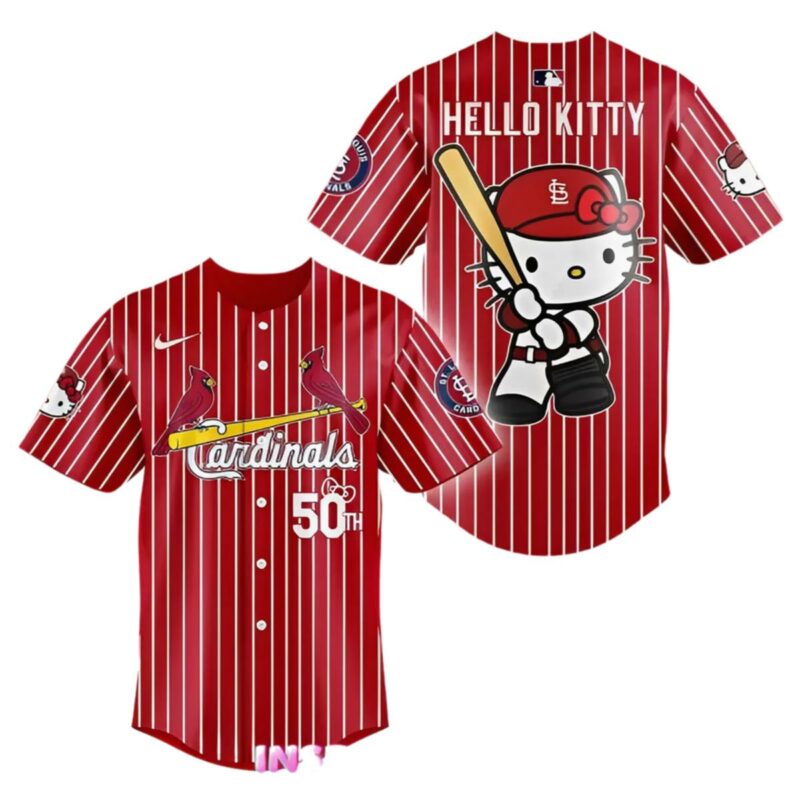 Hello Kitty St Louis Cardinals 50th Anniversary Baseball Jersey 1 1