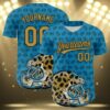 Jacksonville Jaguars Custom Baseball Jersey Blue And Gold 3 3