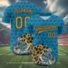 Jacksonville Jaguars Custom Baseball Jersey Blue And Gold 4 4