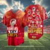 Kansas City Chiefs Back To Back Super Bowl LIX Champions Baseball Jersey 4 4