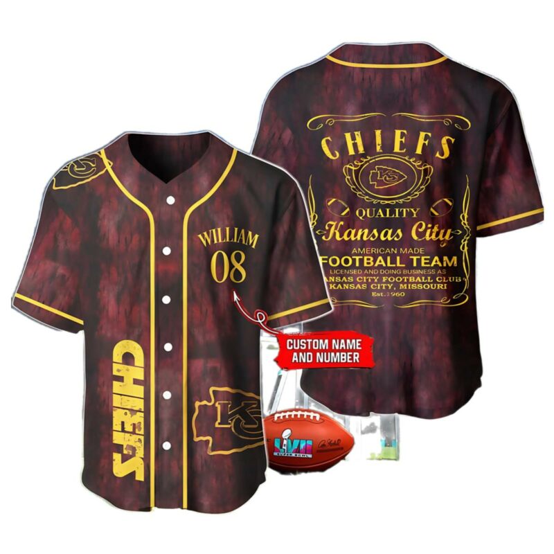 Kansas City Chiefs Custom Baseball Jersey Vintage 1 1 1