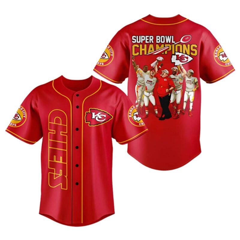 Kansas City Chiefs Super Bowl LVII Champions Baseball Jersey 1 1