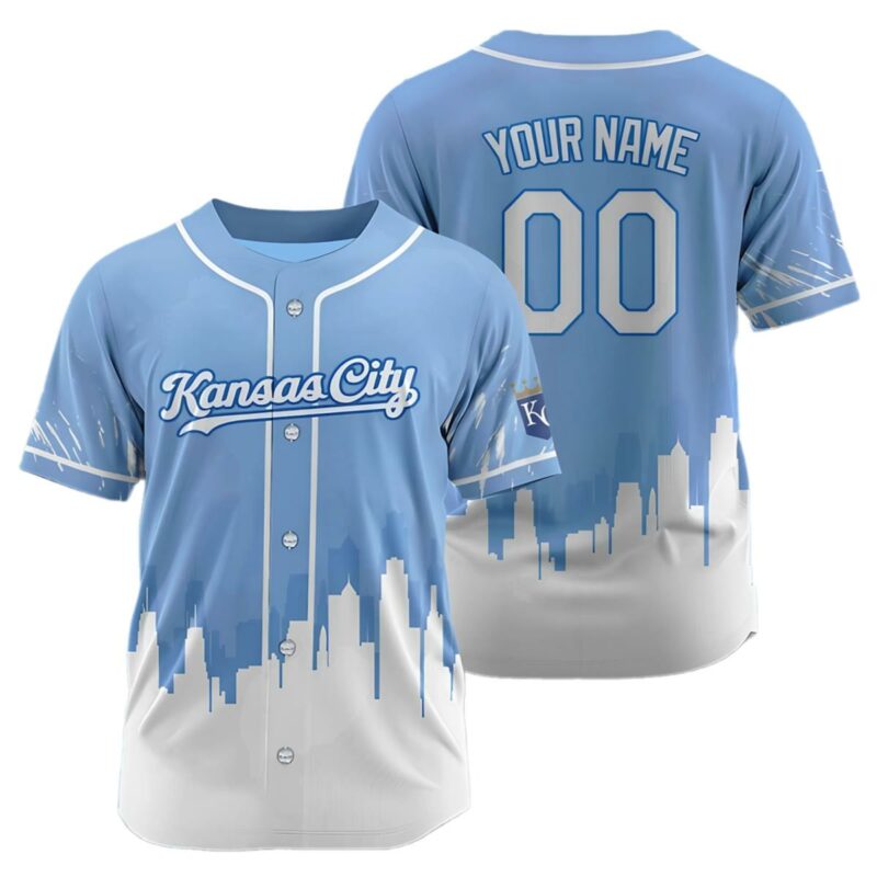 Kansas City Royal Blue And White Baseball Jersey Custom 1 1