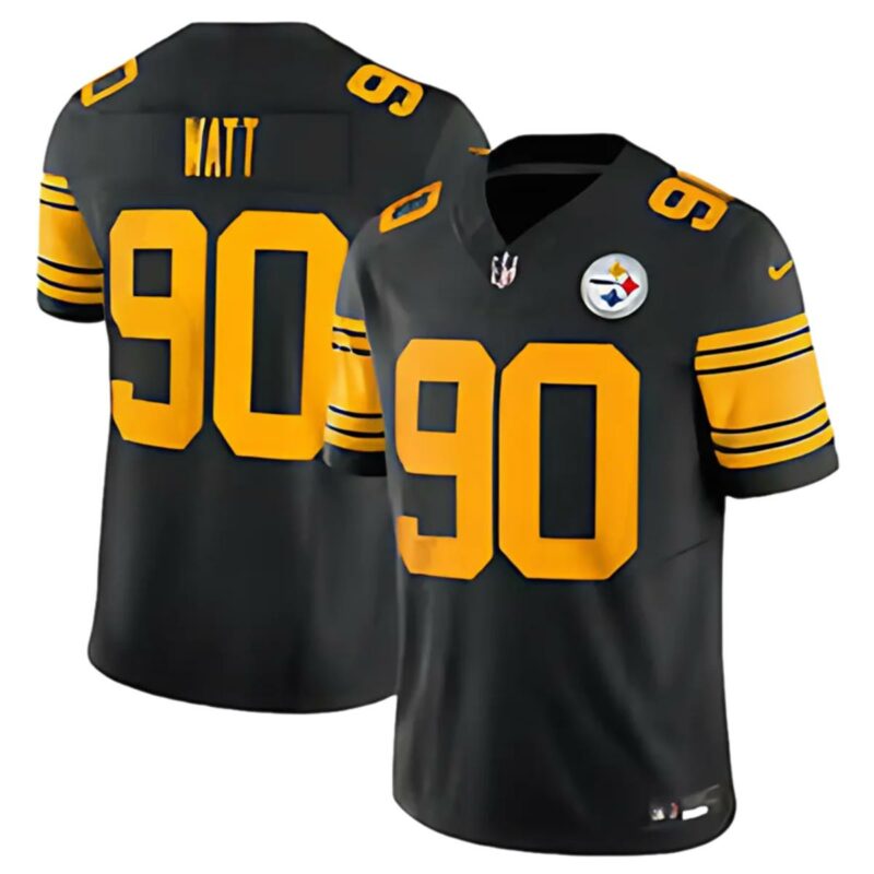 Mens 90 TJ Watt 100Th Vapor Limited Pittsburgh Steelers Jersey 1 1