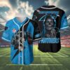 Mens Carolina Panthers Baseball Jersey Skull 4 4