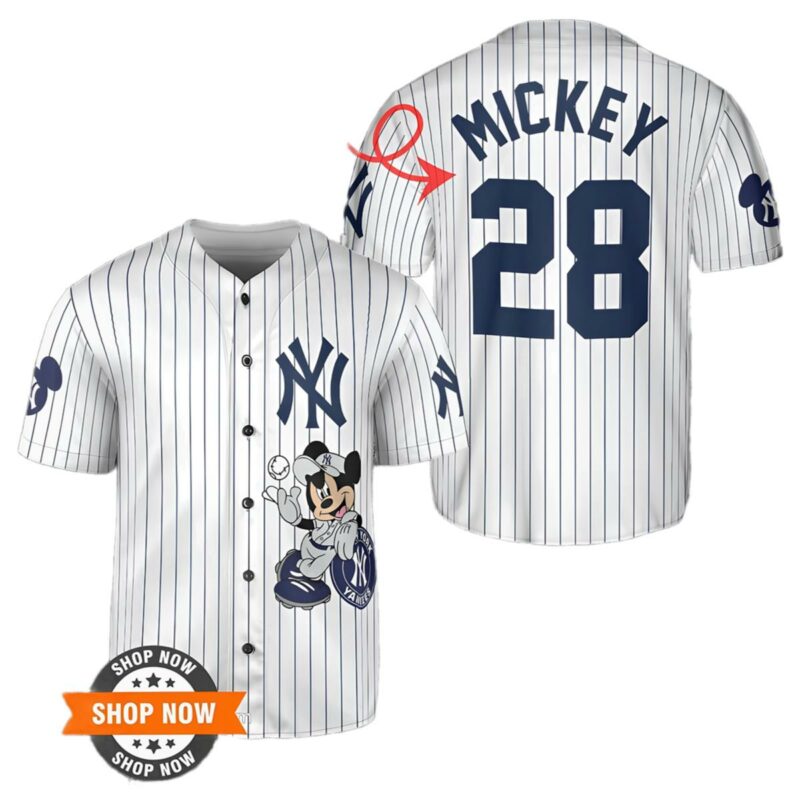 Mickey Mouse New York Yankees White Jersey Baseball 1 1