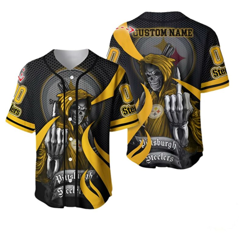 NFL Pittsburgh Steelers Jersey Baseball Personalized Skull 1 1