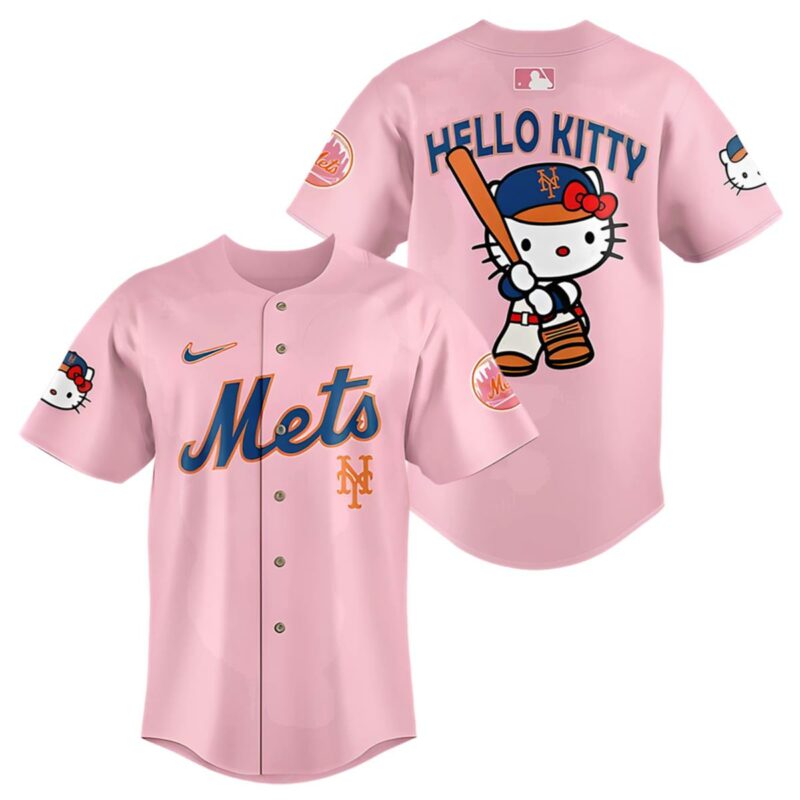 New York Mets Hello Kitty Pink Baseball Jersey 1 1