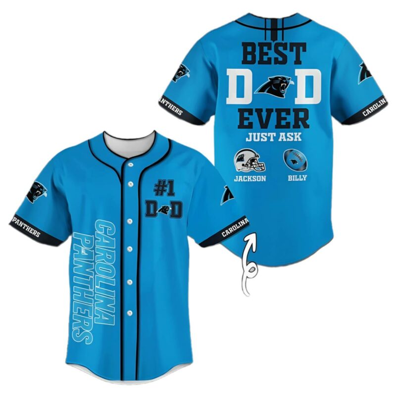 Personalized NFL Carolina Panthers Baseball Jersey Best Dad Ever 1 1