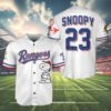 Personalized Snoopy Texas Rangers Baseball Jersey 4 4