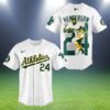 Rickey Henderson Forever 24 Oakland Athletics Baseball Jersey 2 2