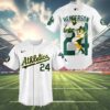 Rickey Henderson Forever 24 Oakland Athletics Baseball Jersey 4 4