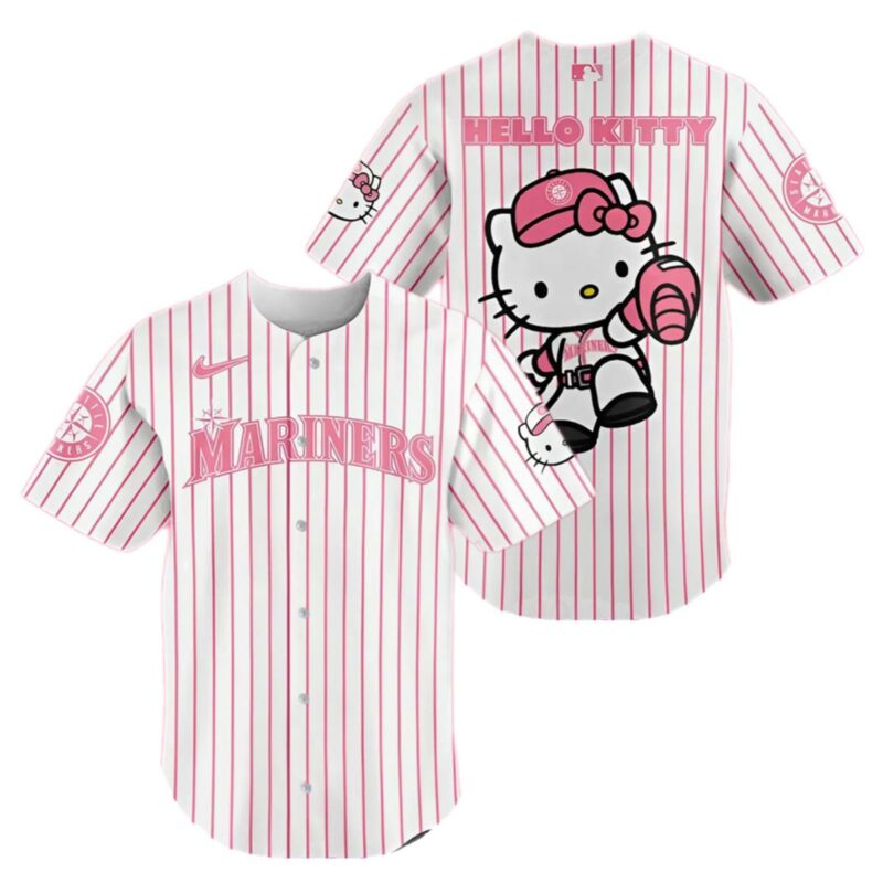 Seattle Mariners Hello Kitty Stripe Baseball Jersey 1 1