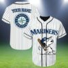 Seattle Mariners Snoopy Custom Name Baseball Jersey 2 2