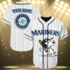 Seattle Mariners Snoopy Custom Name Baseball Jersey 3 3