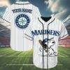 Seattle Mariners Snoopy Custom Name Baseball Jersey 4 4