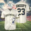 Snoopy Milwaukee Brewers Retro Jersey Baseball 4 4