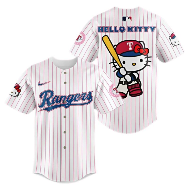 Texas Rangers Hello Kitty Night 2025 Stripe Baseball Jersey 1 1