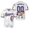 Texas Rangers White Jersey with Snoopy and Charlie Brown 1 1